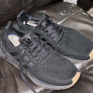 adidas Men’s Black Knit Sneakers with Gum Toe